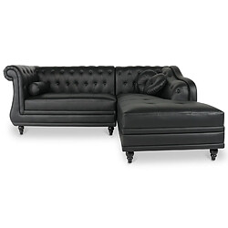 Canapé d'angle droit Empire Noir style chesterfield