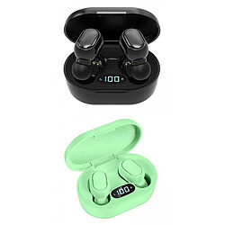 1 paire d'écouteurs sans fil Écouteurs Sans Fil E7S Bluetooth 5.0 Écouteurs Intra-auriculaires Pour Basse Noir+Écouteurs Sans Fil E7S Bluetooth 5.0 Écouteurs Basse Intra-auriculaire Vert