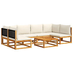 vidaXL Salon de jardin avec coussins 7 pcs bois massif d'acacia