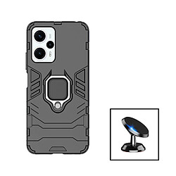 PHONECARE Kit Support Magnétique de Voiture + Coque 3X1 Military Defender pour Xiaomi Poco F5 - Noir