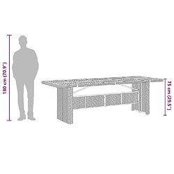 vidaXL Table de jardin et dessus en bois d'acacia noir résine tressée pas cher