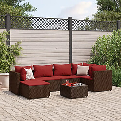 vidaXL Salon de jardin avec coussins 7 pcs marron résine tressée 