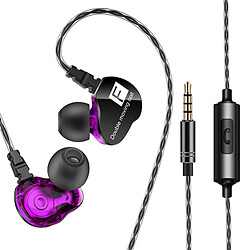 Wewoo Casque de sport Écouteurs intra-auriculaires de musique de QKZ CK9 HiFi violet