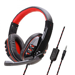 General Casque de jeu avec microphone, coussin en mousse à mémoire de forme léger et ultra doux, casque de jeu filaire avec son surround avec micro antibruit, ordinateur portable, tablette.(rouge) 