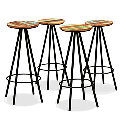 vidaXL Tabourets de bar lot de 4 bois massif de récupération