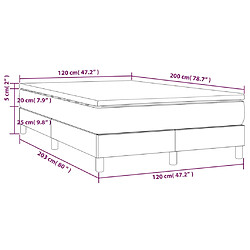 vidaXL Sommier à lattes de lit avec matelas Gris foncé 120x200cm Tissu pas cher