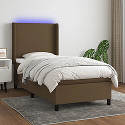 Sommier à lattes et matelas LED,Cadre à lattes de lit pour Adulte Marron foncé 90x190cm Tissu -MN93306