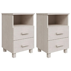 vidaXL Tables de chevet HAMAR 2 pcs Blanc 40x35x62 cm Bois massif