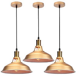 Stoex Suspension Luminaire Rétro en Métal Lampe À Suspension Vintage Plafonnier D'Intérieur Pour Cuisine, Ferme, Couloir (Or) 3PCS