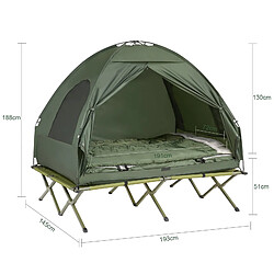 SoBuy OGS32-L-GR 4-in-1! 2 Places Lit Pliant Lit de Camp Pliable Voyage Camping avec Toit, Sac de Couchage