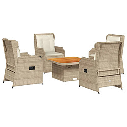 vidaXL Salon de jardin avec coussins 5 pcs beige résine tressée