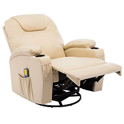 Helloshop26 Fauteuil électrique à bascule de massage confort relaxant massant détente synthétique crème 1702040 pas cher