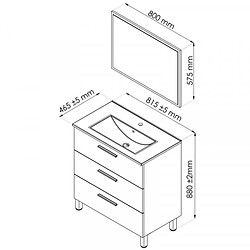 Dansmamaison Meuble sous vasque 3 tiroirs 80 cm Gris + Miroir - KISSA pas cher