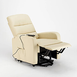 Acheter LE ROI DU RELAX Fauteuil élévateur inclinable électrique avec roues en similicuir Elizabeth II, Couleur: Beige