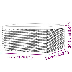 vidaXL Tabouret de jardin avec coussin gris résine tressée pas cher