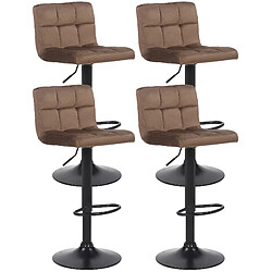 Non Lot de 4 tabourets de bar Feni velours 