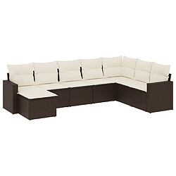 vidaXL Salon de jardin 8 pcs avec coussins marron résine tressée