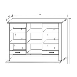 Pegane Ensemble de salon complet set de 4 chaises, buffet 2 portes, table à manger, meuble haut, vitrine coloris jackson, graphite