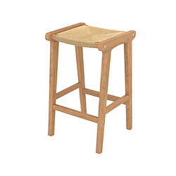 Rendez Vous Deco Tabouret pour îlot central Kuna 68 cm en teck et rotin