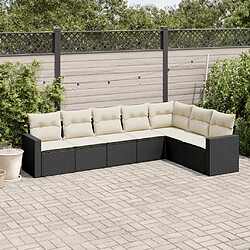 Maison Chic Ensemble Tables et chaises d'extérieur 7pcs avec coussins,Salon de jardin noir résine tressée -GKD927083