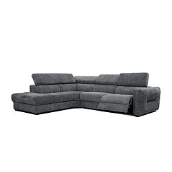 Courtois Laville Canapé d'angle gauche Calvera 5 places avec un relax électrique tissu gris foncé 