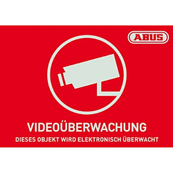 Autocollant d'avertissement ``surveillance vidéo`` ABUS AU1421 rouge, blanc (l x h) 74 mm x 52.5 mm 