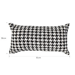 Acheter Coussin avec Rembourrage Design Pied-de-Poule Ribe Kuatéh Noir et Blanc 55x30 cm