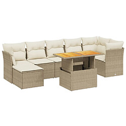 vidaXL Salon de jardin avec coussins 8 pcs beige résine tressée