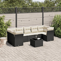 vidaXL Salon de jardin 8 pcs avec coussins noir résine tressée 