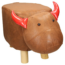 Tabouret veau pouf animal repose-pied coussin ottoman siège enfants WOMO-DESIGN® WOMO-DESIGN Tabouret Animal Enfants Veau 68x30x37cm Simili-cuir Marron-Rouge Pieds Bois Massif Siège Coussin Repose-Pieds Pouf Décoratif Banquette Ottoman Rembourré Chaise Motif Animaux