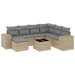 vidaXL Salon de jardin avec coussins 8 pcs beige résine tressée