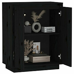 Maison Chic Buffet,Meuble de Rangement,commode pour salon,Cuisine Noir 60x34x75 cm Bois massif de pin -MN21130 pas cher