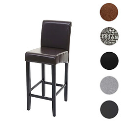 Mendler Tabouret de bar HWC-C33, tabouret de comptoir, bois ~ brun, pieds foncés, cuir