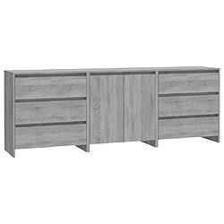 Maison Chic Ensemble de 3 Buffets,commode,console pour rangement Sonoma gris Bois d'ingénierie -MN64969