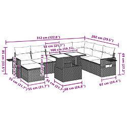 vidaXL Salon de jardin avec coussins 9 pcs beige résine tressée pas cher