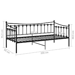 vidaXL Cadre de canapé-lit sans matelas noir métal 90x200 cm pas cher