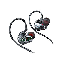 LUUCOZK Casque de sport musical avec micro, basses puissantes, écouteurs filaires universels de 3,5 mm, oreillettes suspendues - Noir 