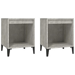 vidaXL Tables de chevet 2 pcs Gris béton 40x35x50 cm