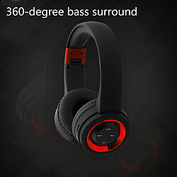 Avis General Casque sans fil Bluetooth à suppression active du bruit sur l'oreille avec microphone, basses profondes, coussinets protéinés confortables, microphone antibruit rétractable.(noir rouge)