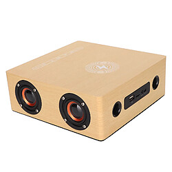 ComfortXL Enceinte bluetooth en bois pour réveil, haut-parleur sans fil pour chambre à coucher ou bureau - grain de bois jaune 