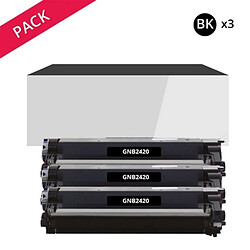 TONER SERVICES Pack de 3 Toners Noirs génériques Brother TN2420