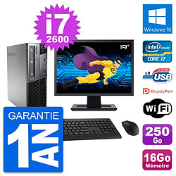 PC Lenovo M81 SFF Ecran 19" Intel i7-2600 RAM 16Go Disque 250Go Windows 10 Wifi - Occasion