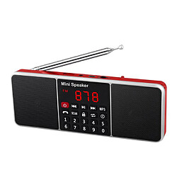 Yonis Enceinte sans fil Bluetooth MP3 Radio Enceinte Bluetooth Double Haut-Parleur Affichage LED Rouge YONIS