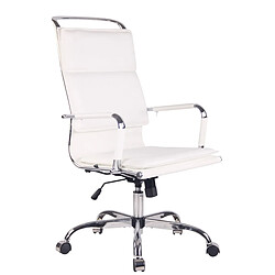 Decoshop26 Fauteuil de bureau sur roulettes accoudoirs mécanisme de bascule en PVC blanc et métal chromé 10_0002374