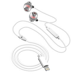 Écouteurs Filaires Lightning Intra-auriculaires Microphone Boutons LinQ Blanc