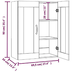 vidaXL Armoire murale suspendue Chêne marron 69,5x34x90 cm pas cher