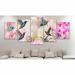 Paris Prix Tableau 5 Panneaux Colourful Hummingbirds Wide Pink 100 x 200 cm