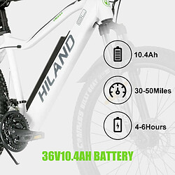 HILAND E-Bike 26/27,5 pouces Fat Tire E-MTB Vélo électrique Aluminium E-Mountainbike Shimano 21 vitesses & moteur arrière pour 25 km/h Noir/Blanc/Bleu pas cher