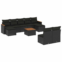 Maison Chic Salon de jardin 10 pcs avec coussins, Ensemble Tables et chaises d'extérieur noir résine tressée -GKD436190