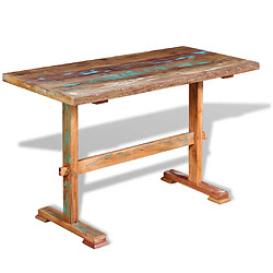 Avis vidaXL Table à manger sur pied bois de récupération massif 120x58x78cm